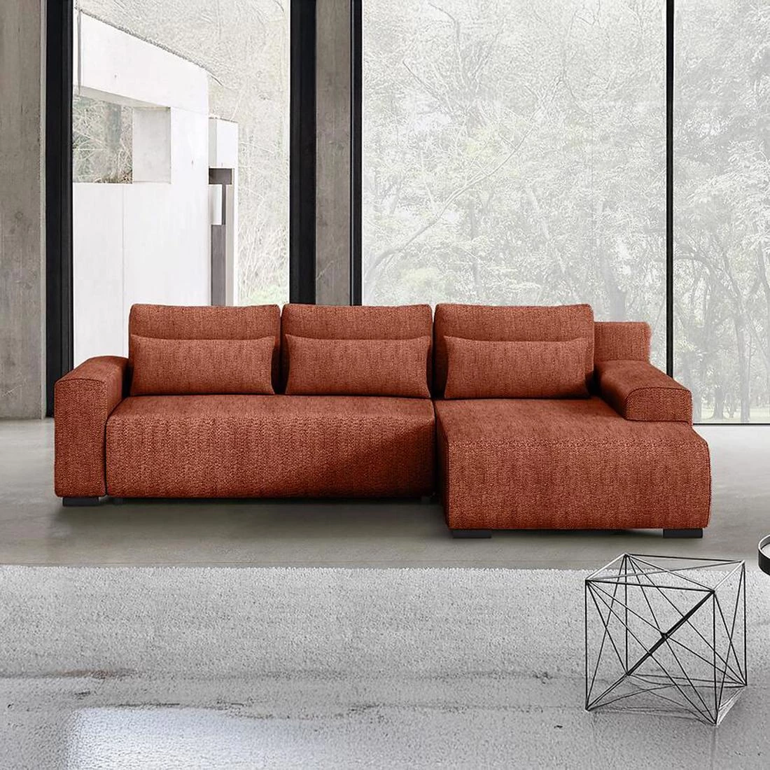Benny L Modesto 483 ugaona garnitura sa ležajem i prostorom za odlaganje 270x186x81 cm narancasta de