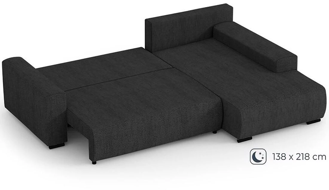 Benny L Modesto 489 ugaona garnitura sa ležajem i prostorom za odlaganje 270x186x81 cm tamno siva de