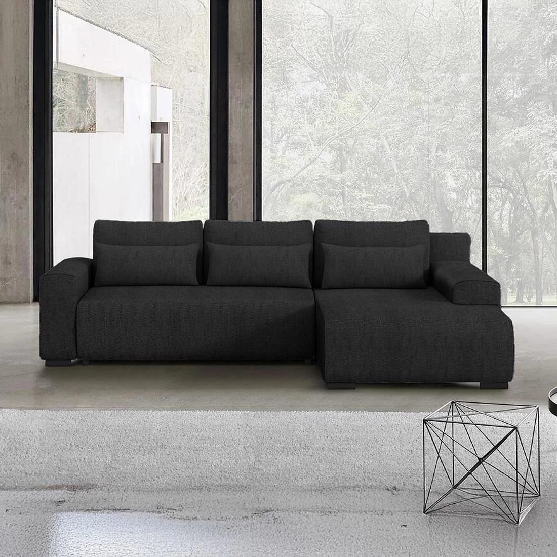 Benny L Modesto 489 ugaona garnitura sa ležajem i prostorom za odlaganje 270x186x81 cm tamno siva de