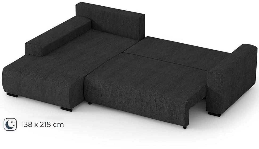 Benny L Modesto 489 ugaona garnitura sa ležajem i prostorom za odlaganje 270x186x81 cm tamno siva de