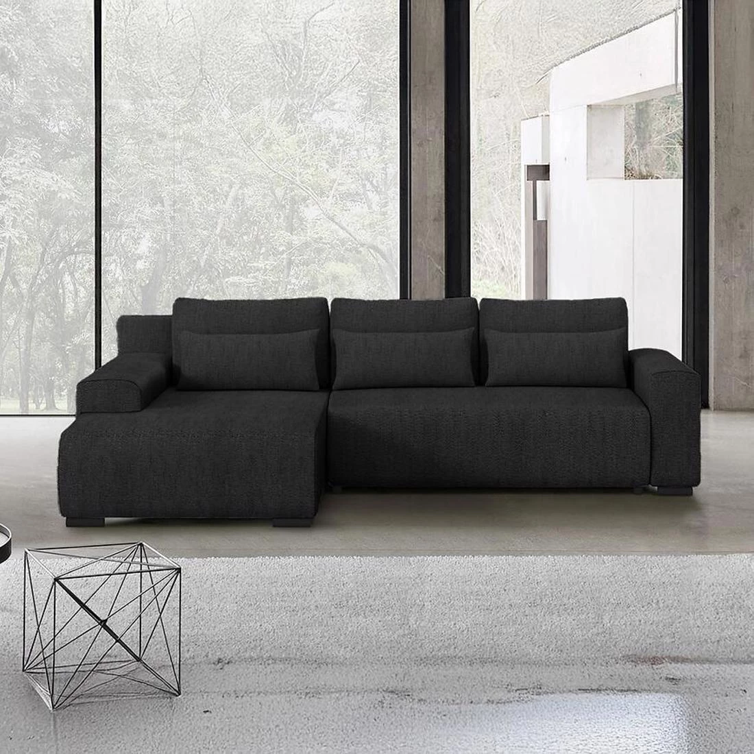 Benny L Modesto 489 ugaona garnitura sa ležajem i prostorom za odlaganje 270x186x81 cm tamno siva de