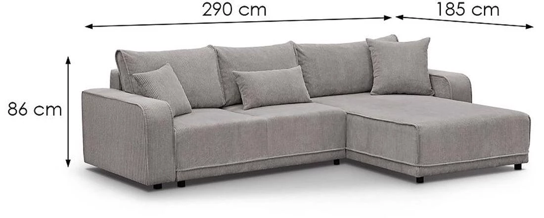 Primo L Poso 02 ugaona garnitura sa ležajem 290x185x86 cm bež desna