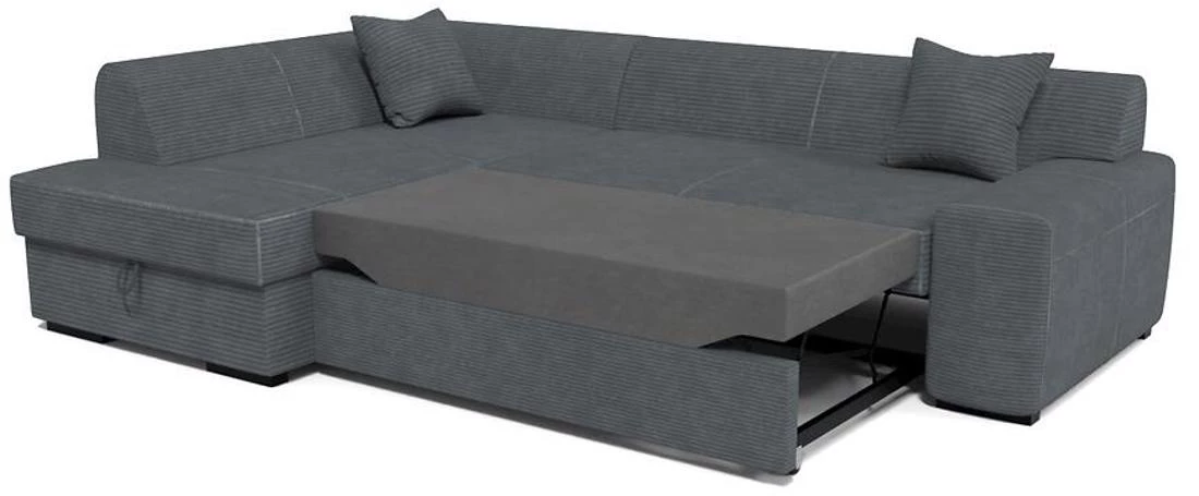 Minos L Poso 60 ugaona garnitura sa ležajem i prostorom za odlaganje 260x175x71 cm siva lijeva