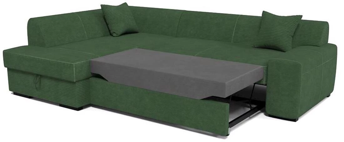 Minos L Poso 14 ugaona garnitura sa ležajem i prostorom za odlaganje 260x175x71 cm zelena lijeva