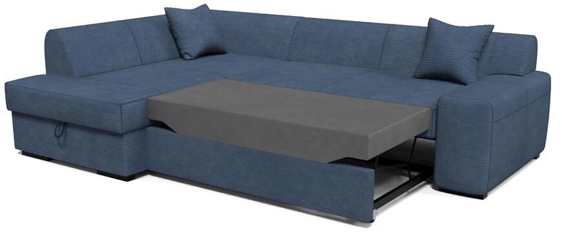 Minos L Poso 5 ugaona garnitura sa ležajem i prostorom za odlaganje 260x175x71 cm plava lijeva