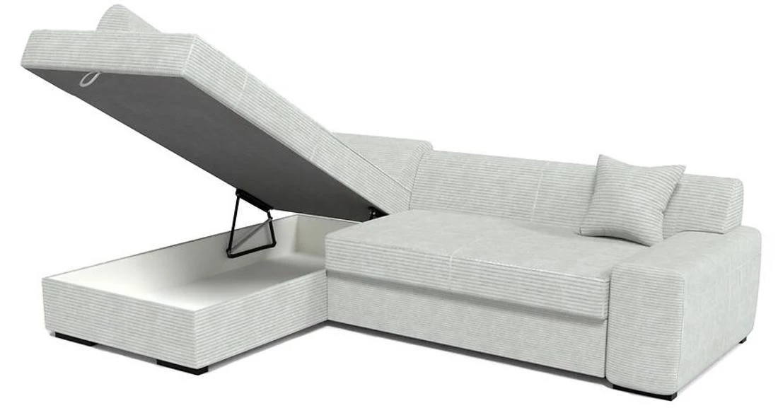 Minos L Poso 100 ugaona garnitura sa ležajem i prostorom za odlaganje 260x175x71 cm bež lijeva