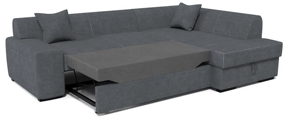 Minos P Poso 60 ugaona garnitura sa ležajem i prostorom za odlaganje 260x175x71 cm siva desna