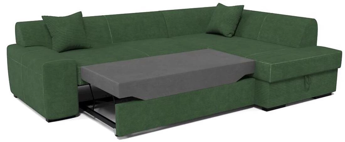 Minos P Poso 14 ugaona garnitura sa ležajem i prostorom za odlaganje 260x175x71 cm zelena desna