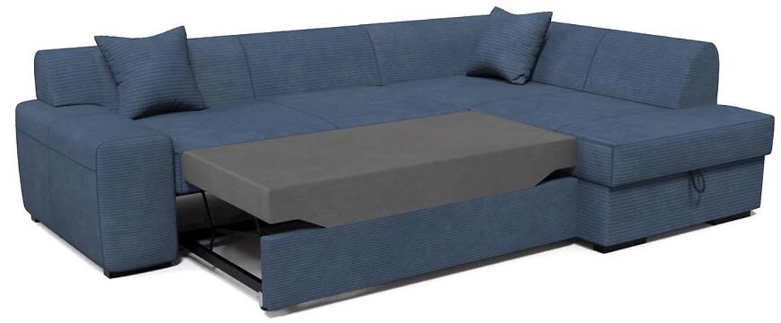 Minos P Poso 5 ugaona garnitura sa ležajem i prostorom za odlaganje 260x175x71 cm plava desna