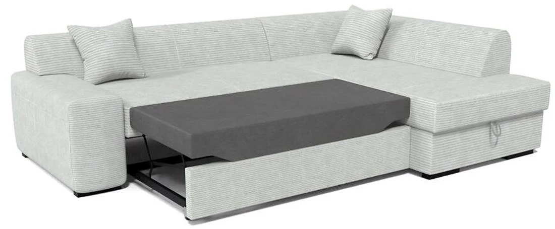 Minos P Poso 100 ugaona garnitura sa ležajem i prostorom za odlaganje 260x175x71 cm bež desna