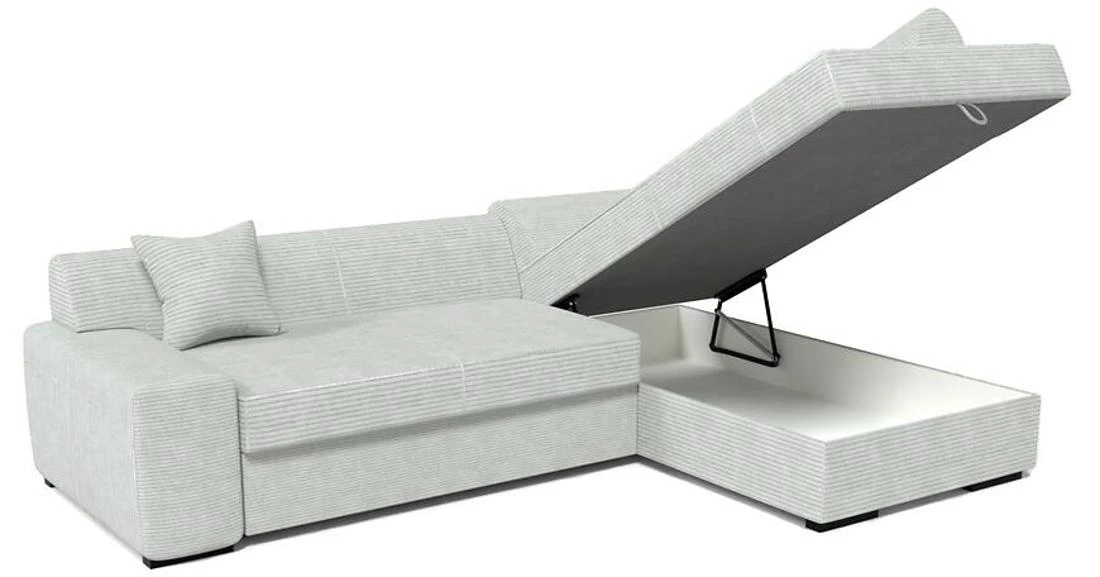 Minos P Poso 100 ugaona garnitura sa ležajem i prostorom za odlaganje 260x175x71 cm bež desna