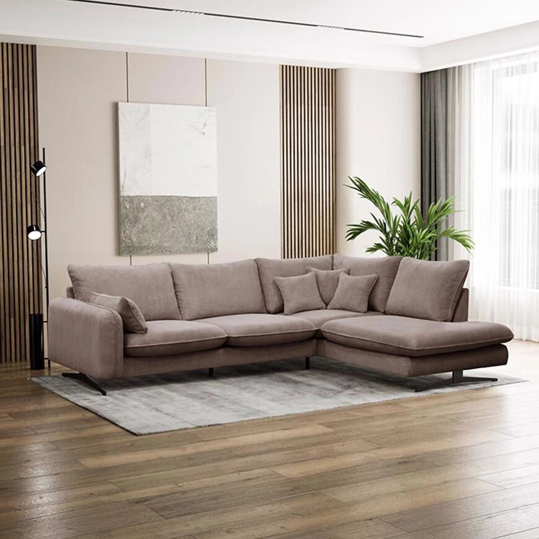 Prince L Poso 02 kutna garnitura 315x225x90 cm bež desna