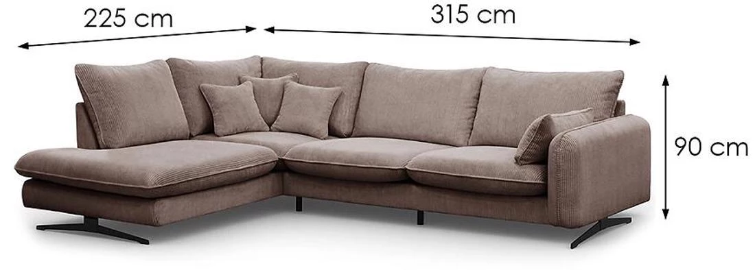 Prince L Poso 02 kutna garnitura 315x225x90 cm bež leva