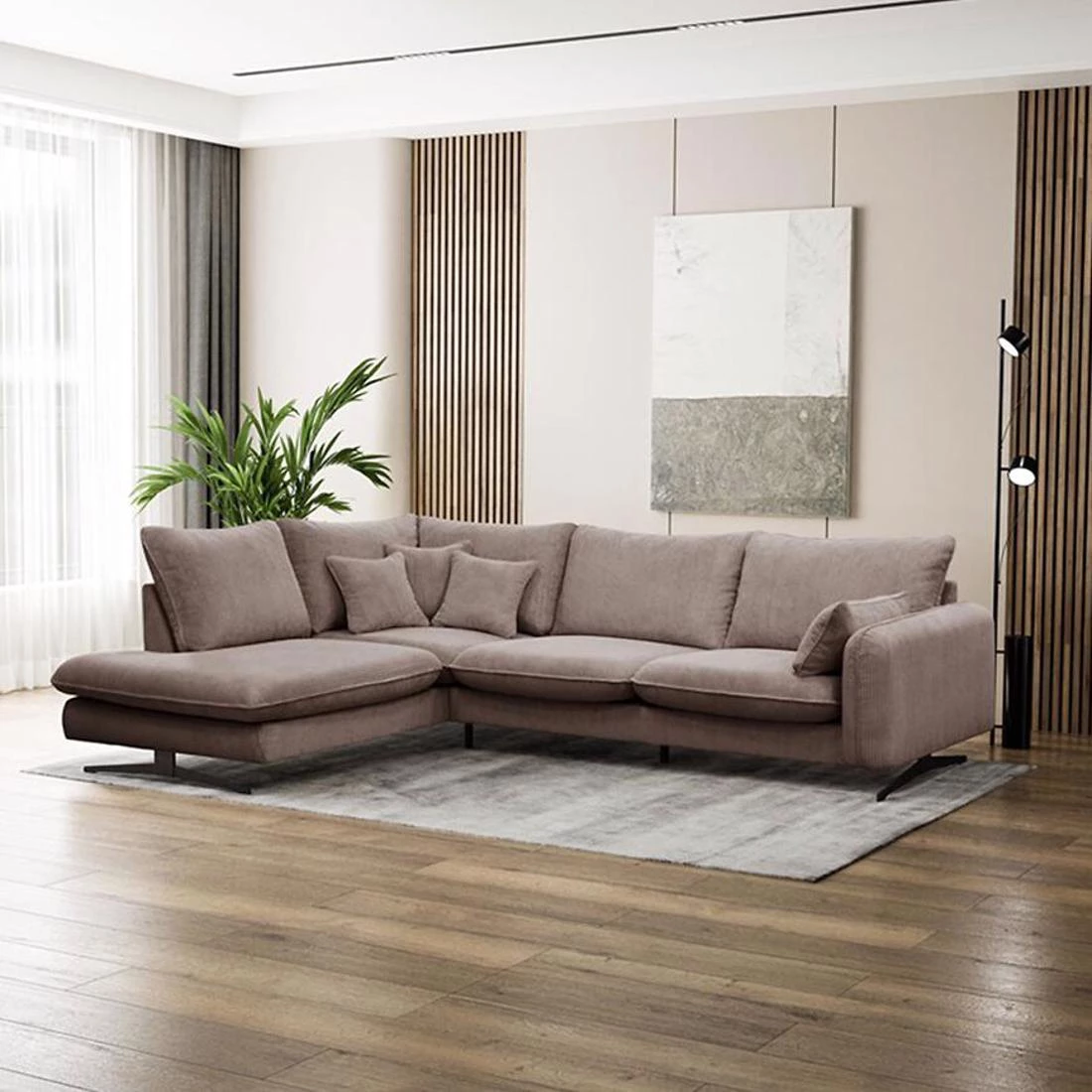 Prince L Poso 02 kutna garnitura 315x225x90 cm bež leva
