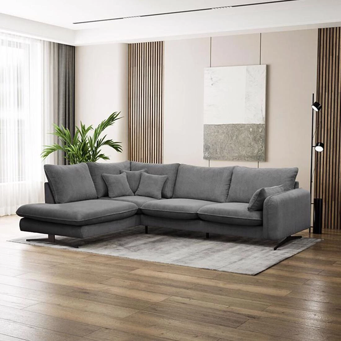 Prince L Poso 60 kutna garnitura 315x225x90 cm siva leva