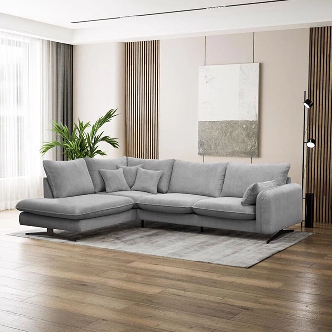 Prince L Poso 55 kutna garnitura 315x225x90 cm siva leva