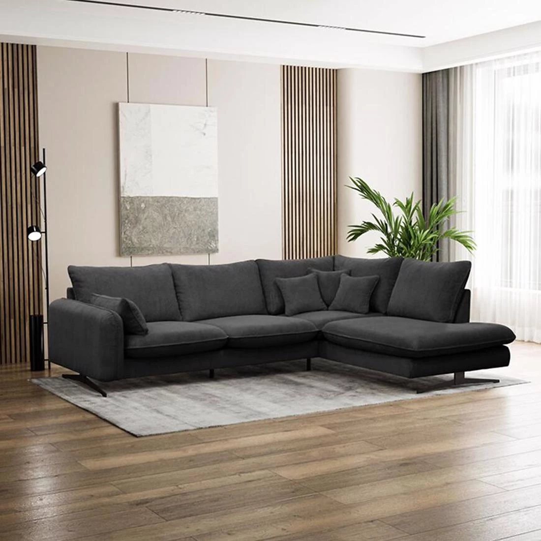Prince L Poso 34 kutna garnitura 315x225x90 cm tamno siva desna