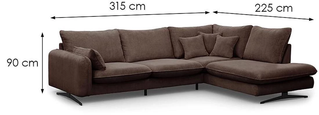 Prince L Poso 06 kutna garnitura 315x225x90 cm bež desna