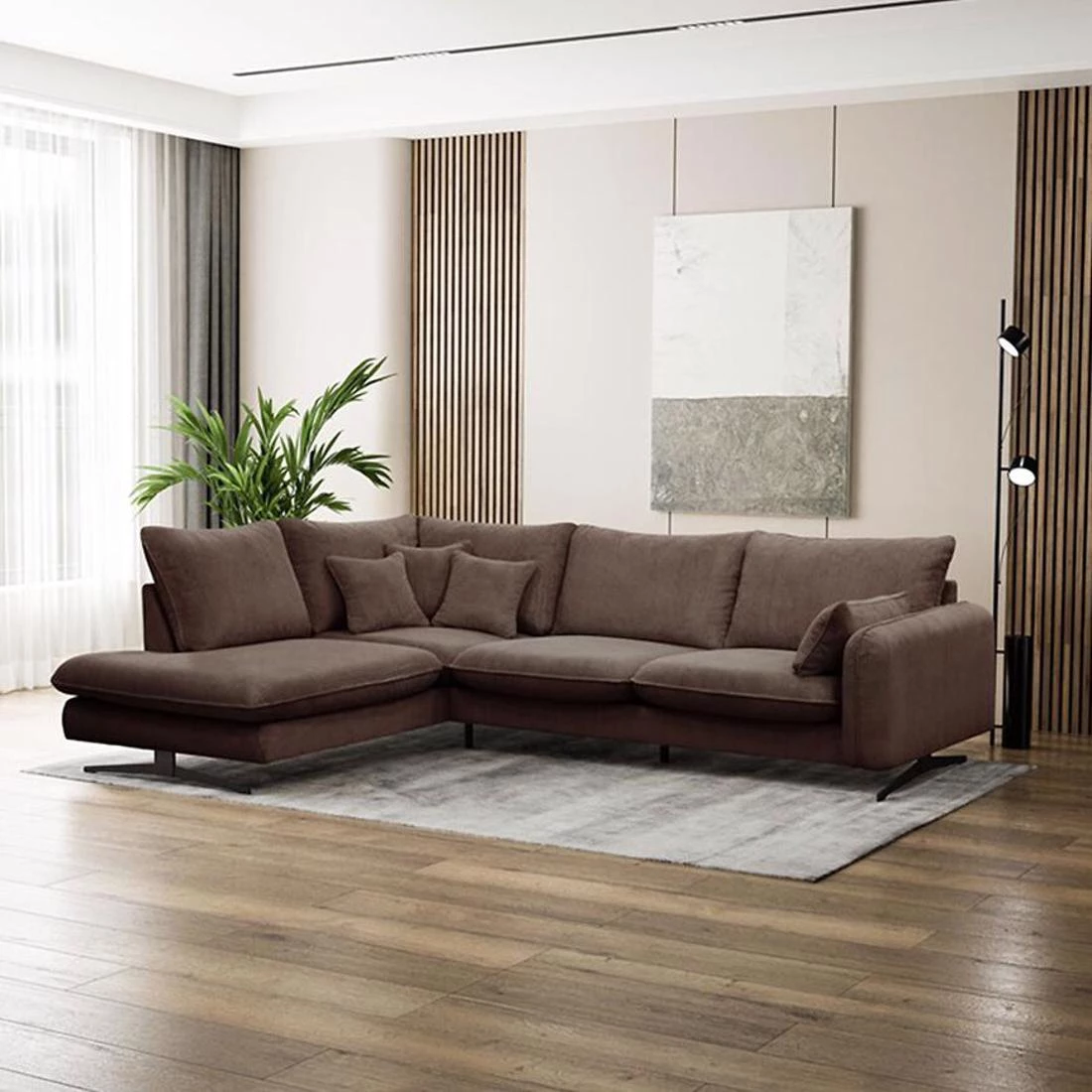 Prince L Poso 06 ugaona garnitura 315x225x90 cm smeda leva