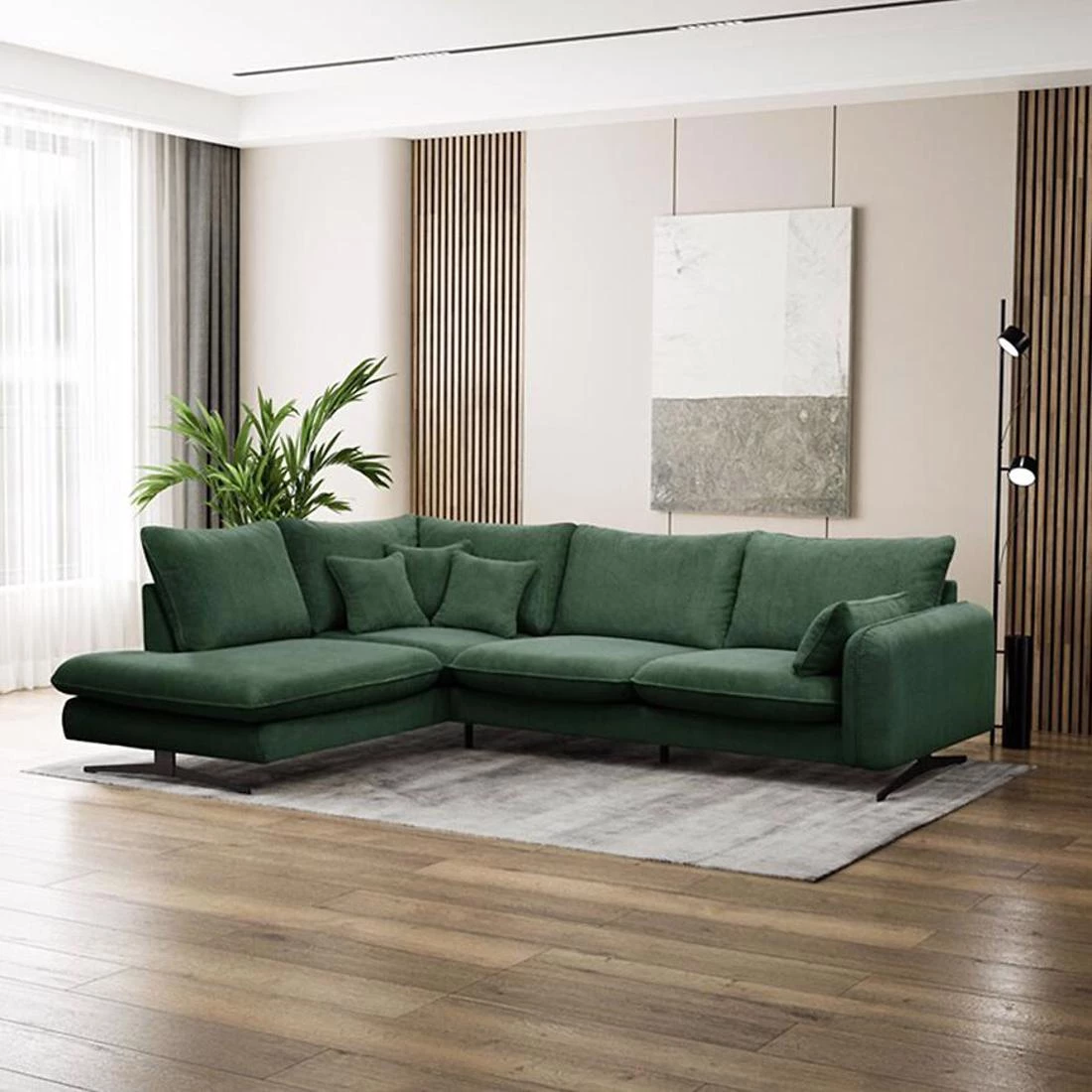 Prince L Poso 14 kutna garnitura 315x225x90 cm zelena leva