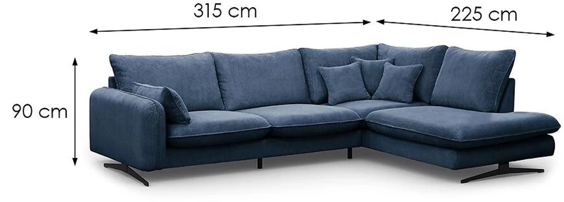 Prince L Poso 05 kutna garnitura 315x225x90 cm plava desna