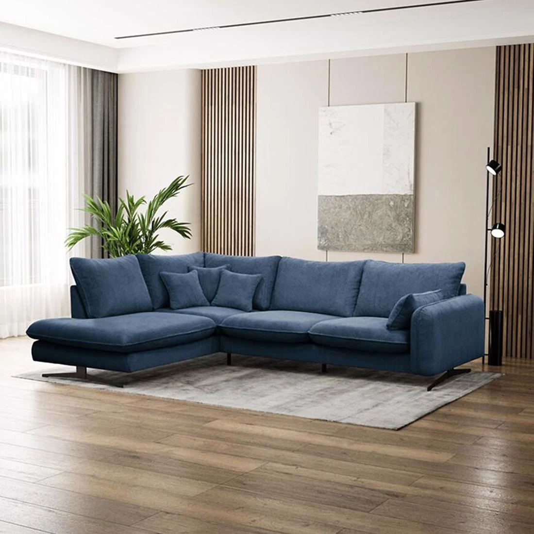 Prince L Poso 05 kutna garnitura 315x225x90 cm plava leva