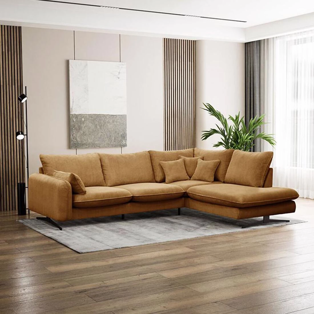 Prince L Poso 01 kutna garnitura 315x225x90 cm senf desna