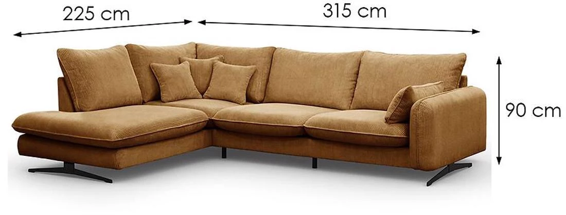 Prince L Poso 01 kutna garnitura 315x225x90 cm senf leva