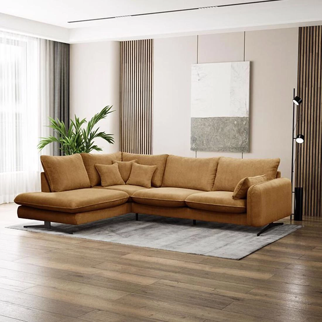 Prince L Poso 01 kutna garnitura 315x225x90 cm senf leva