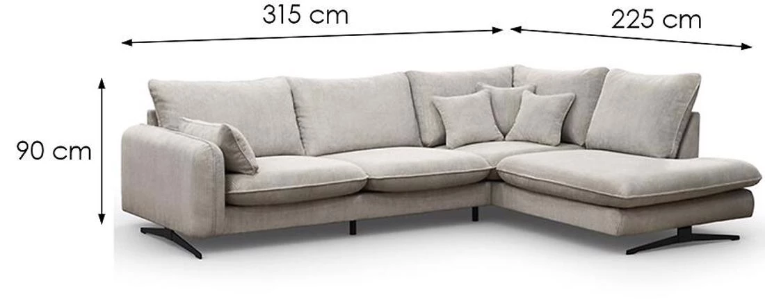Prince L Poso 100 kutna garnitura 315x225x90 cm bež desna