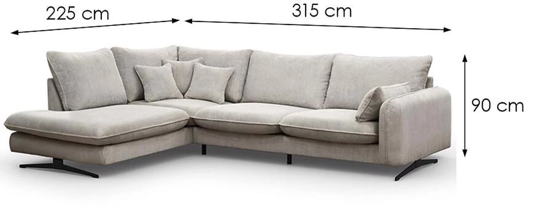 Prince L Poso 100 kutna garnitura 315x225x90 cm bež leva