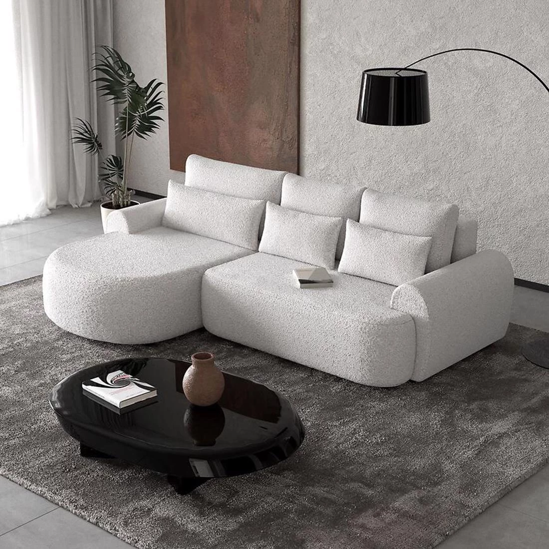 Olivio Premium L Catch Me 01 ugaona garnitura sa ležajem i prostorom za odlaganje 266x170x87 cm kre