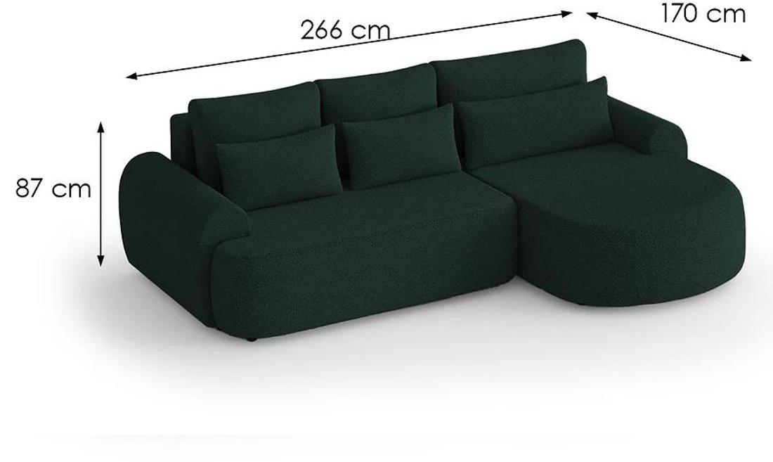 Olivio Premium L Catch Me 12  ugaona garnitura sa ležajem i prostorom za odlaganje 266x170x87 cm zel