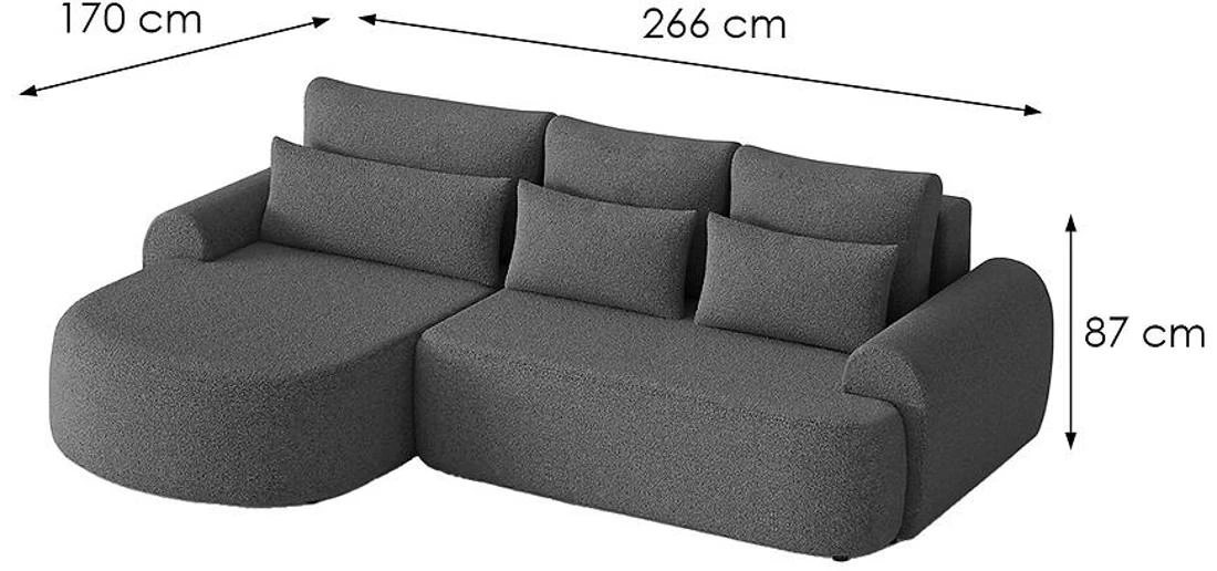 Olivio Premium L Catch Me 26  ugaona garnitura sa ležajem i prostorom za odlaganje 266x170x87 cm siv