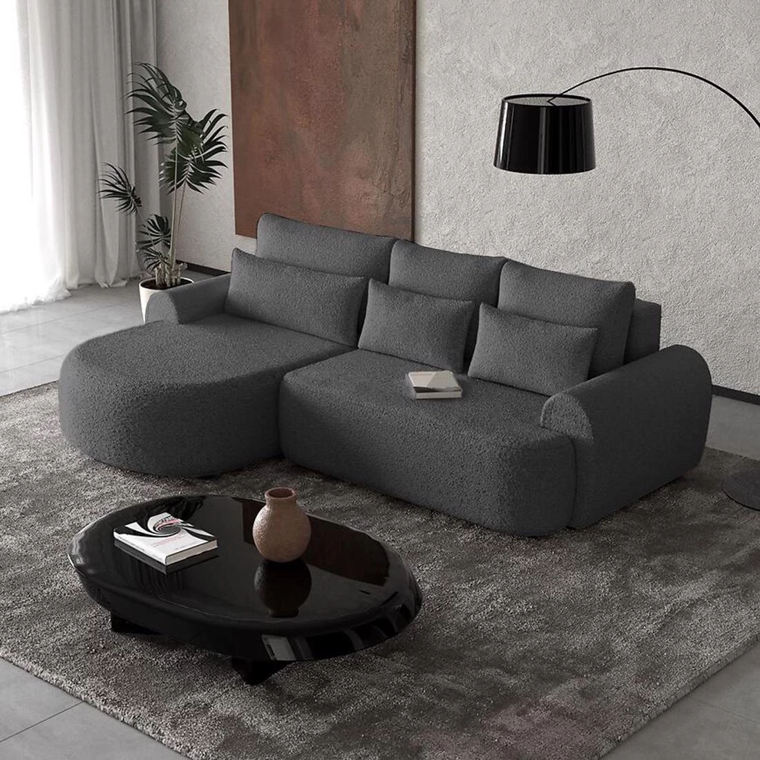 Olivio Premium L Catch Me 26  ugaona garnitura sa ležajem i prostorom za odlaganje 266x170x87 cm siv