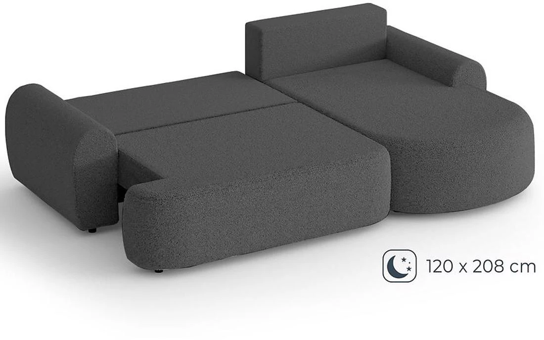 Olivio Premium L Catch Me 26 ugaona garnitura sa ležajem i prostorom za odlaganje 266x170x87 cm siv