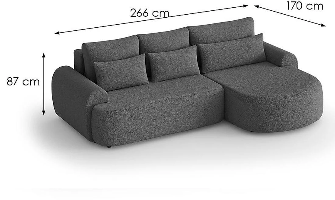Olivio Premium L Catch Me 26 ugaona garnitura sa ležajem i prostorom za odlaganje 266x170x87 cm siv