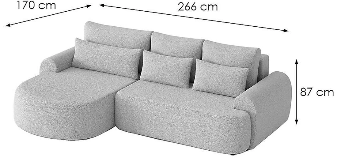 Olivio Premium L Catch Me 22  ugaona garnitura sa ležajem i prostorom za odlaganje 266x170x87 cm siv