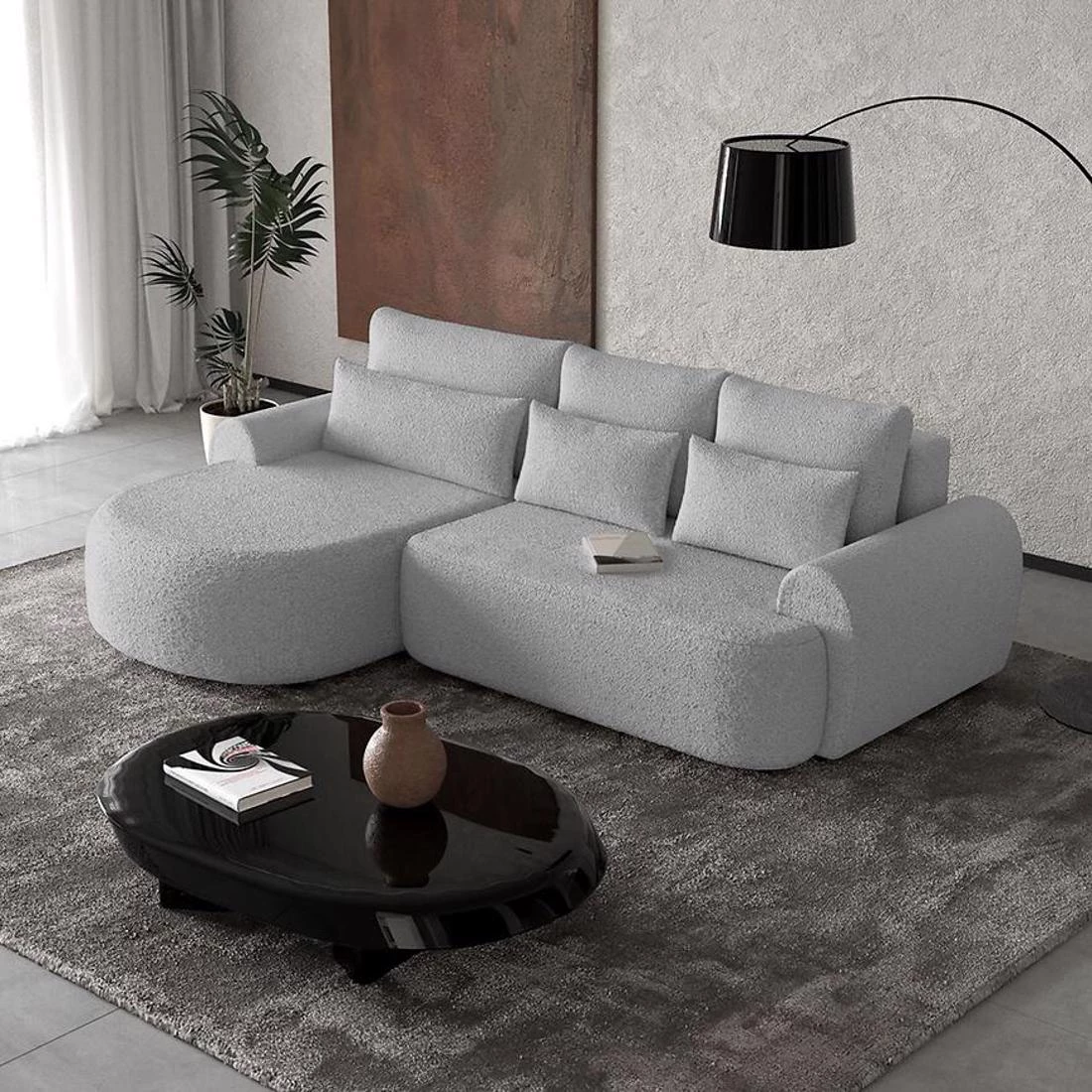 Olivio Premium L Catch Me 22  ugaona garnitura sa ležajem i prostorom za odlaganje 266x170x87 cm siv