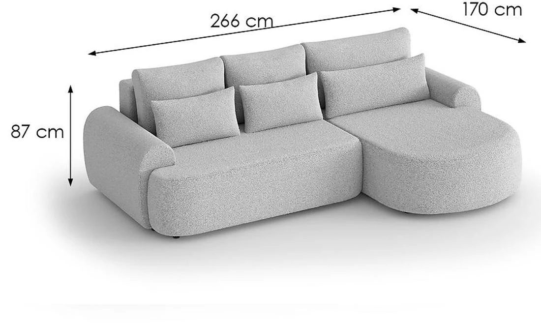 Olivio Premium L Catch Me 22 ugaona garnitura sa ležajem i prostorom za odlaganje 266x170x87 cm siv