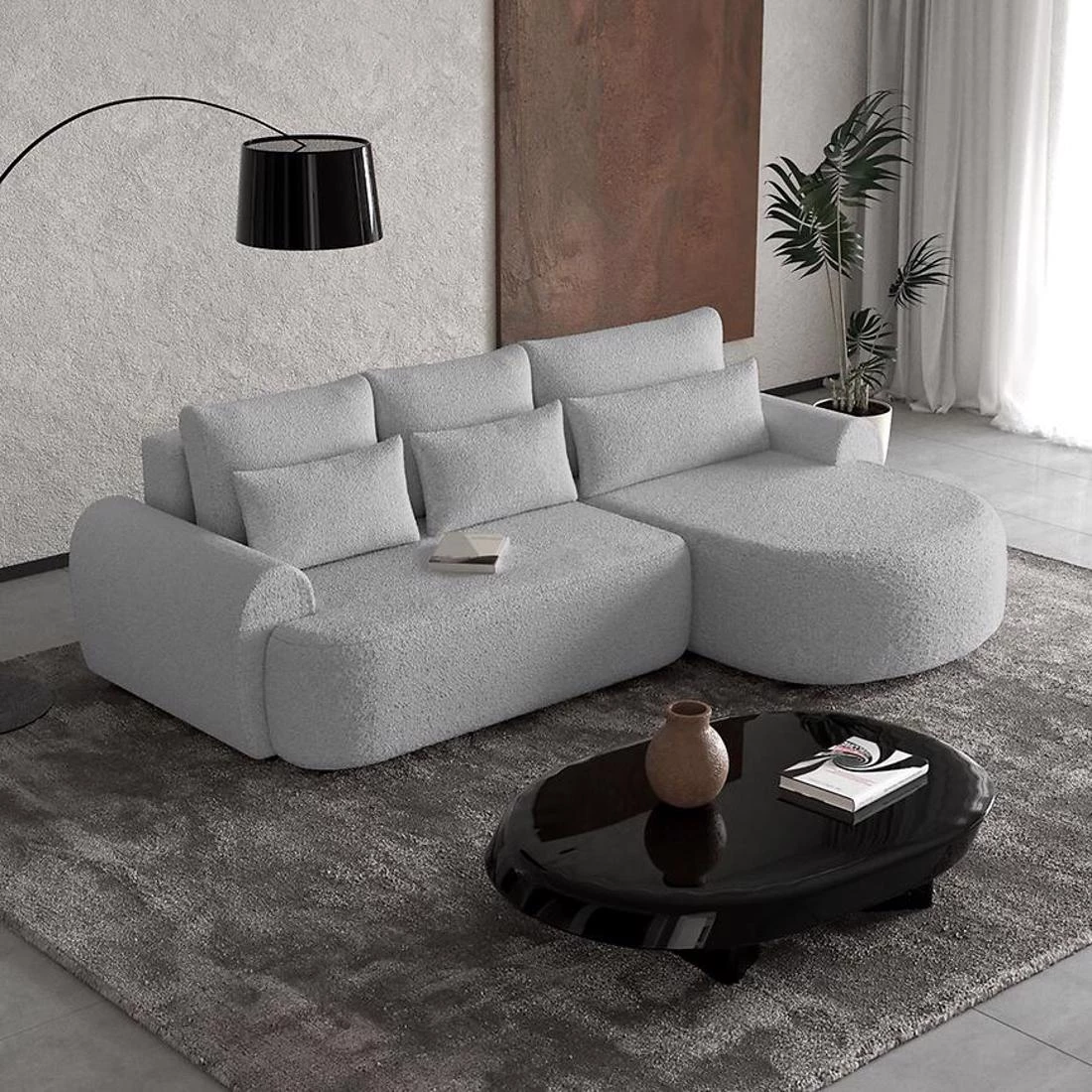 Olivio Premium L Catch Me 22 ugaona garnitura sa ležajem i prostorom za odlaganje 266x170x87 cm siv