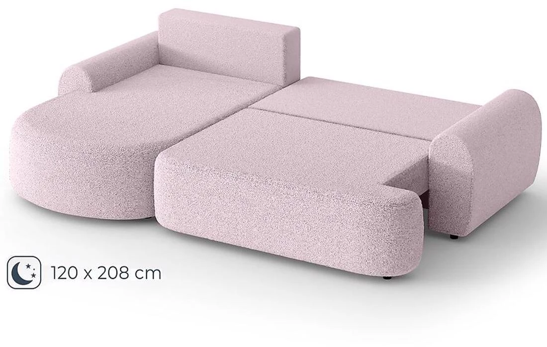 Olivio Premium L Catch Me 21 ugaona garnitura sa ležajem i prostorom za odlaganje 266x170x87 cm roz