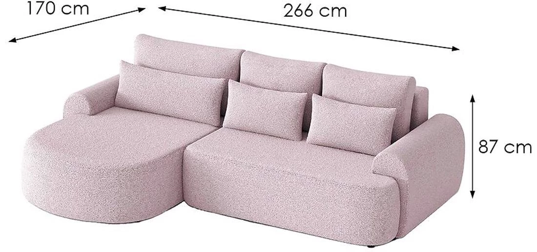 Olivio Premium L Catch Me 21 ugaona garnitura sa ležajem i prostorom za odlaganje 266x170x87 cm roz