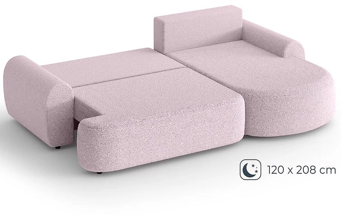 Olivio Premium L Catch Me 21 ugaona garnitura sa ležajem i prostorom za odlaganje 266x170x87 cm roz
