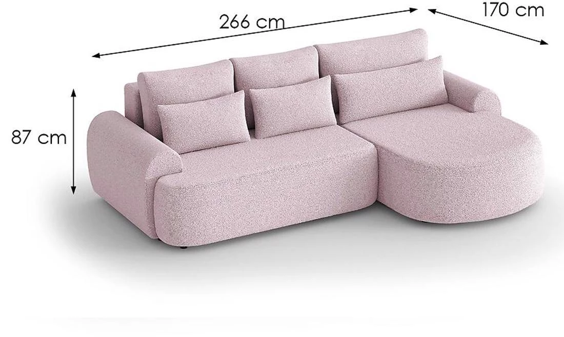Olivio Premium L Catch Me 21 ugaona garnitura sa ležajem i prostorom za odlaganje 266x170x87 cm roz