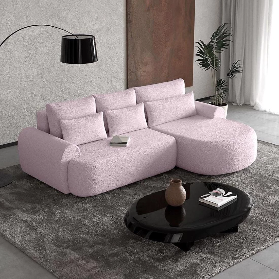 Olivio Premium L Catch Me 21 ugaona garnitura sa ležajem i prostorom za odlaganje 266x170x87 cm roz
