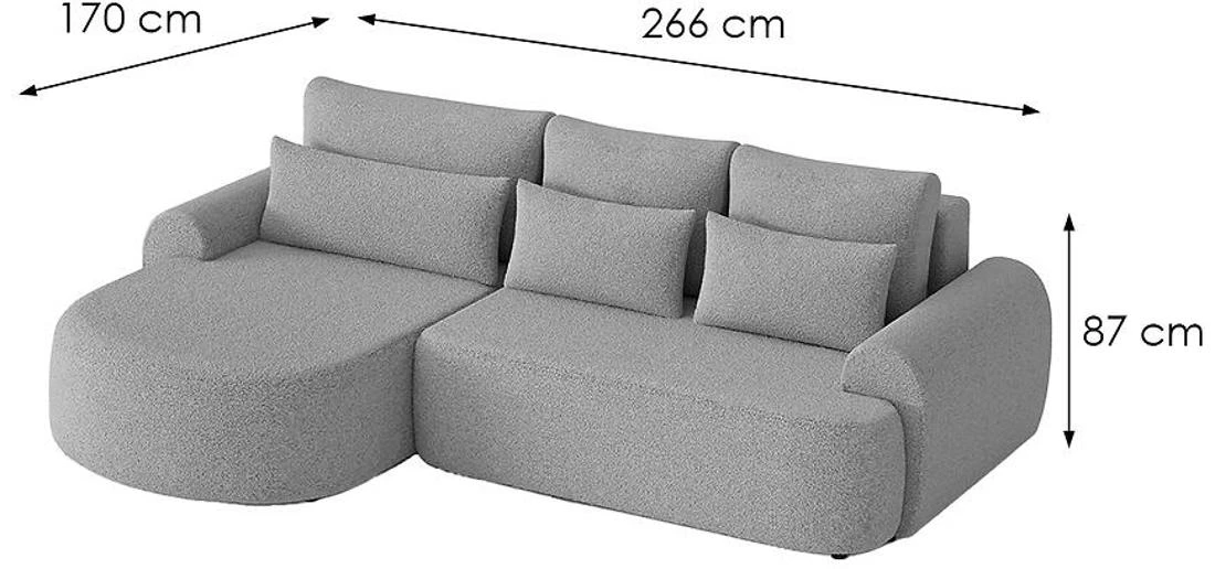 Olivio Premium L Catch Me 24 ugaona garnitura sa ležajem i prostorom za odlaganje 266x170x87 cm siv