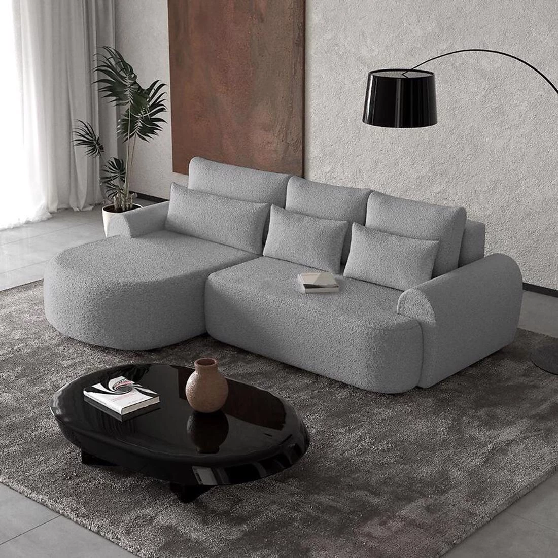 Olivio Premium L Catch Me 24 ugaona garnitura sa ležajem i prostorom za odlaganje 266x170x87 cm siv