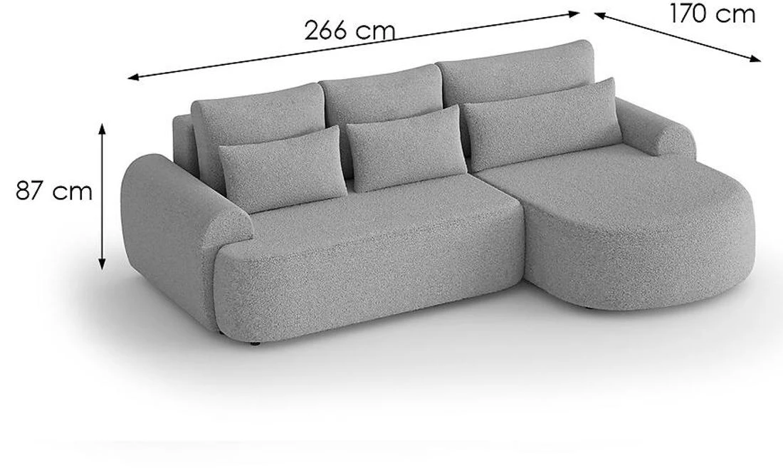 Olivio Premium L Catch Me 24 ugaona garnitura sa ležajem i prostorom za odlaganje 266x170x87 cm siv