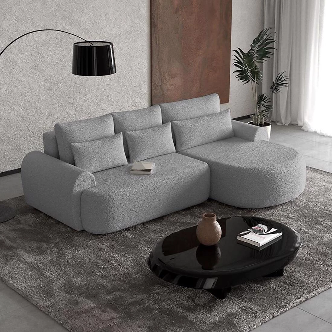 Olivio Premium L Catch Me 24 ugaona garnitura sa ležajem i prostorom za odlaganje 266x170x87 cm siv